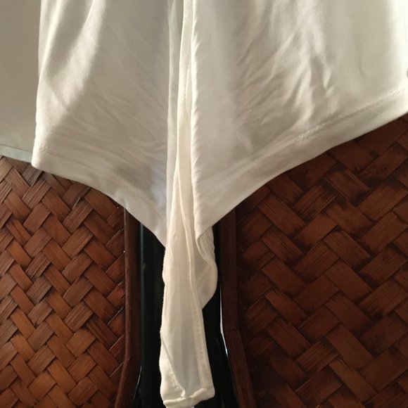 Wishlist Button Down Bamboo Semi Cropped Box Sleeve Front Tie Top - Picture 5 of 14